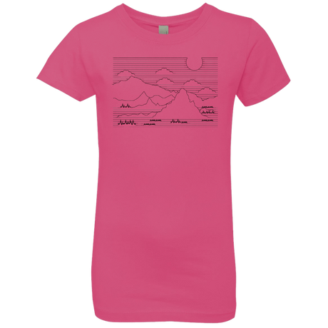 T-Shirts Hot Pink / YXS Mountain Line Art Girls Premium T-Shirt