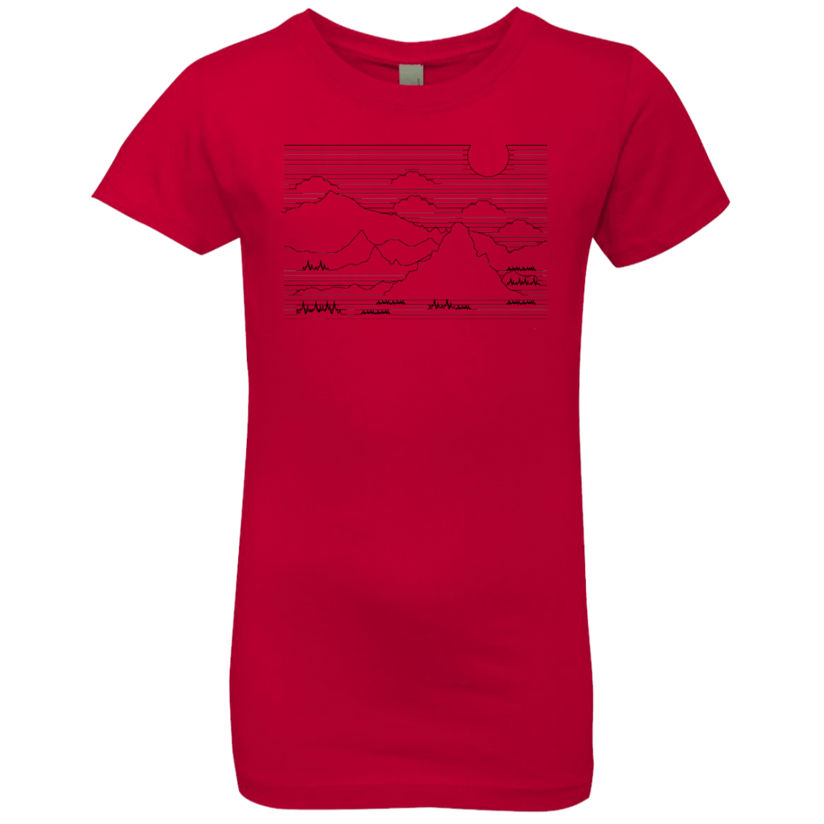 T-Shirts Red / YXS Mountain Line Art Girls Premium T-Shirt