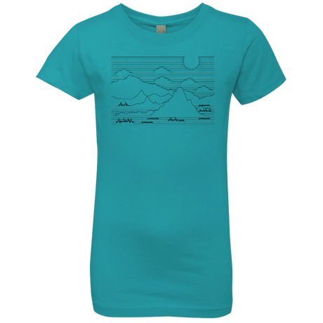 T-Shirts Tahiti Blue / YXS Mountain Line Art Girls Premium T-Shirt