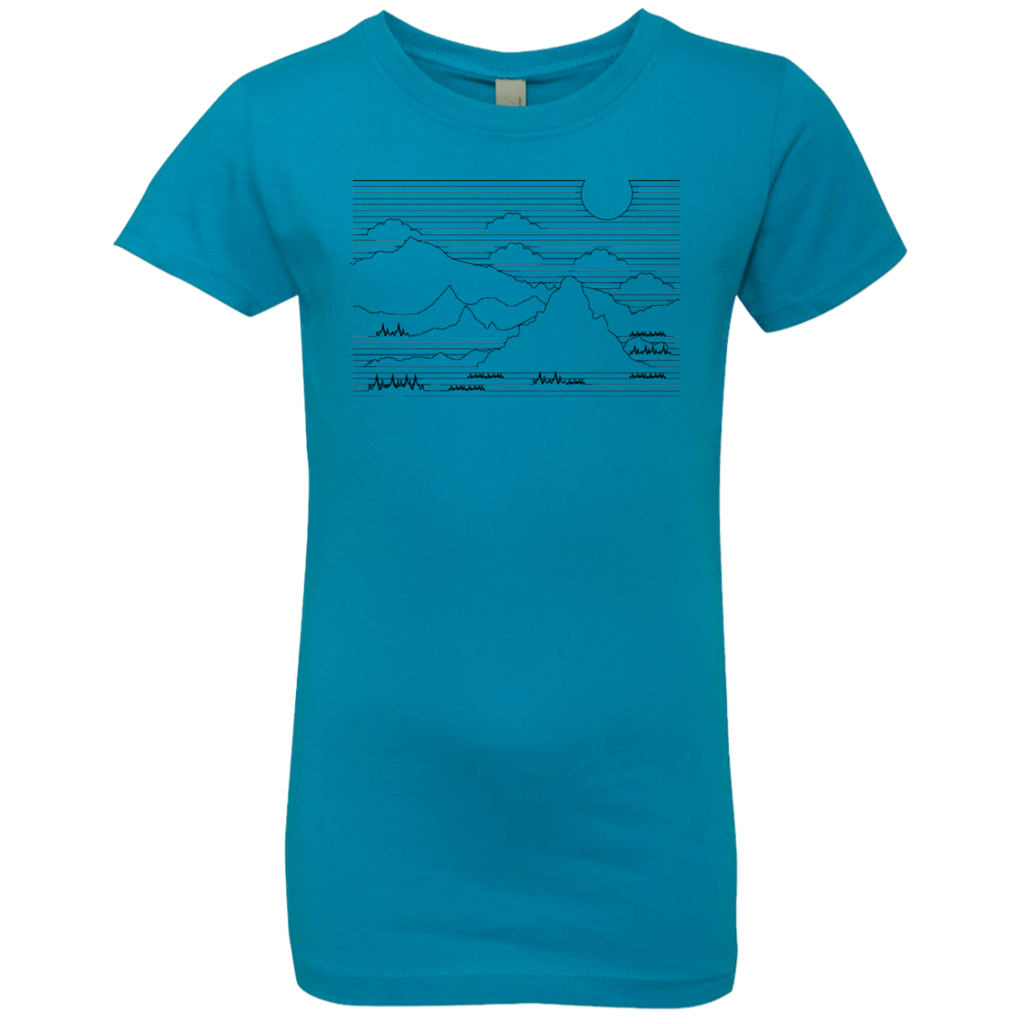 T-Shirts Turquoise / YXS Mountain Line Art Girls Premium T-Shirt