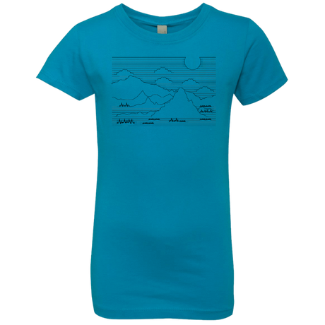 T-Shirts Turquoise / YXS Mountain Line Art Girls Premium T-Shirt