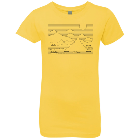 T-Shirts Vibrant Yellow / YXS Mountain Line Art Girls Premium T-Shirt