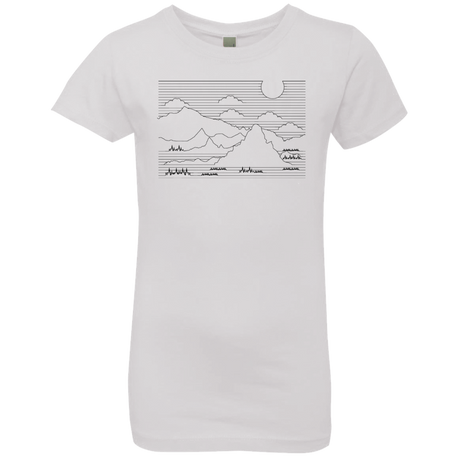 T-Shirts White / YXS Mountain Line Art Girls Premium T-Shirt