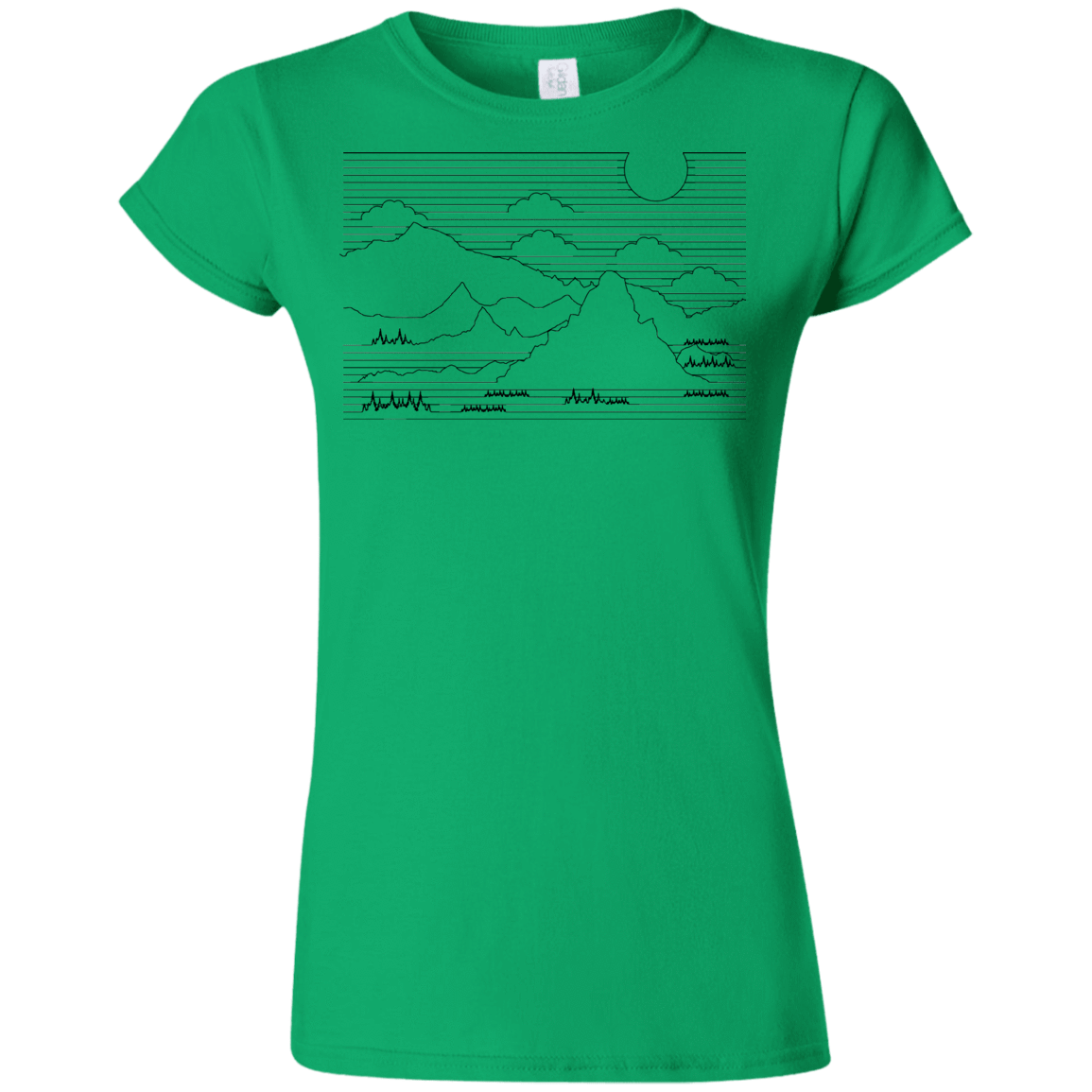 T-Shirts Irish Green / S Mountain Line Art Junior Slimmer-Fit T-Shirt