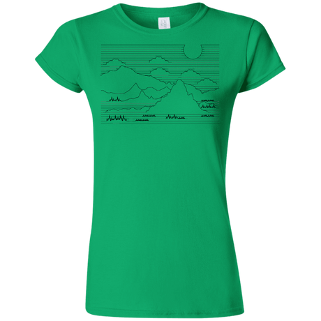 T-Shirts Irish Green / S Mountain Line Art Junior Slimmer-Fit T-Shirt