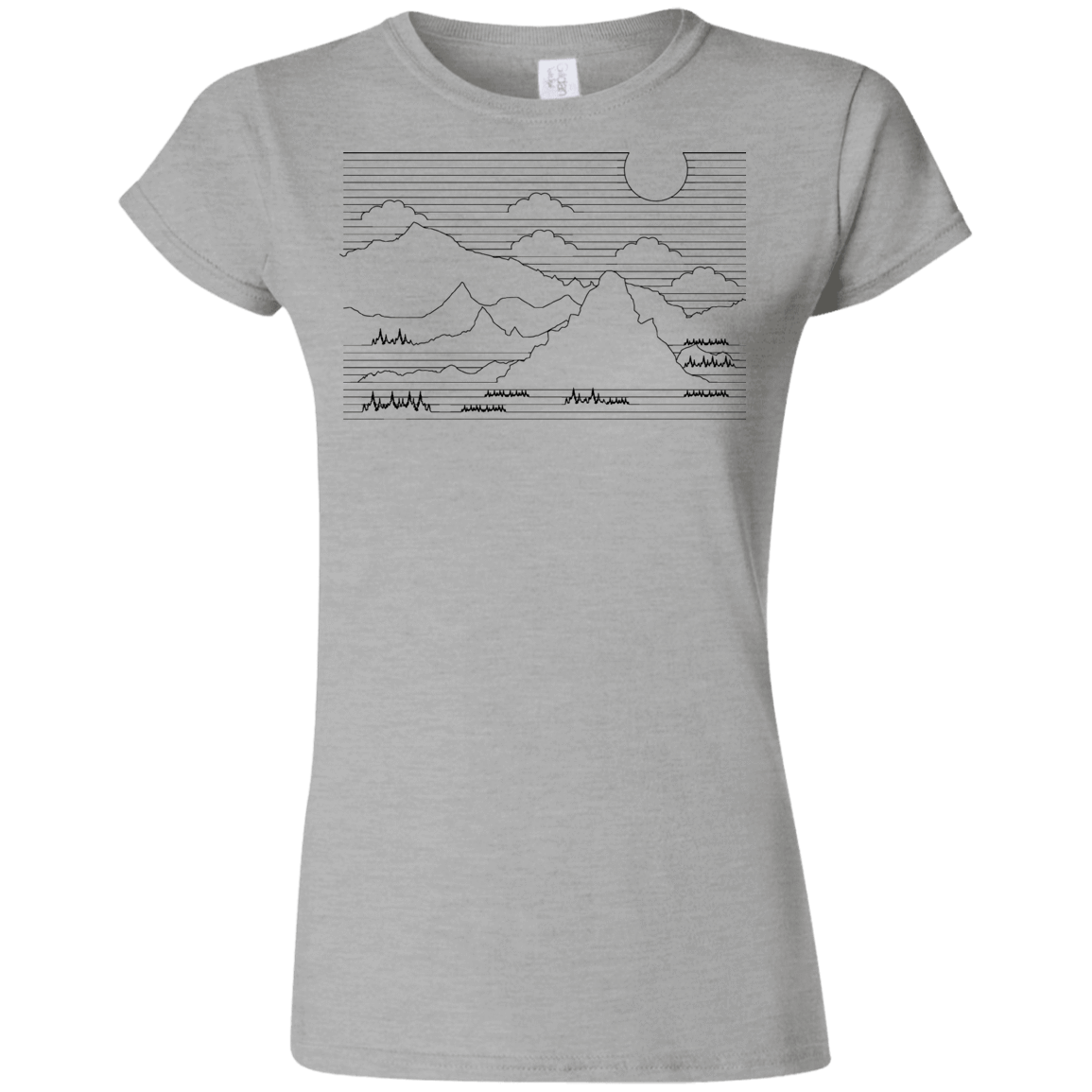 T-Shirts Sport Grey / S Mountain Line Art Junior Slimmer-Fit T-Shirt