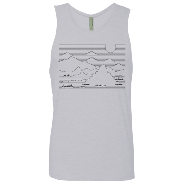 T-Shirts Heather Grey / S Mountain Line Art Men's Premium Tank Top