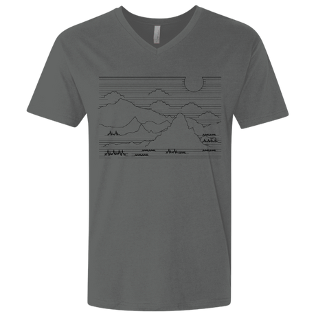 T-Shirts Heavy Metal / X-Small Mountain Line Art Men's Premium V-Neck