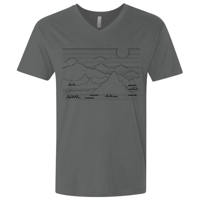 T-Shirts Heavy Metal / X-Small Mountain Line Art Men's Premium V-Neck