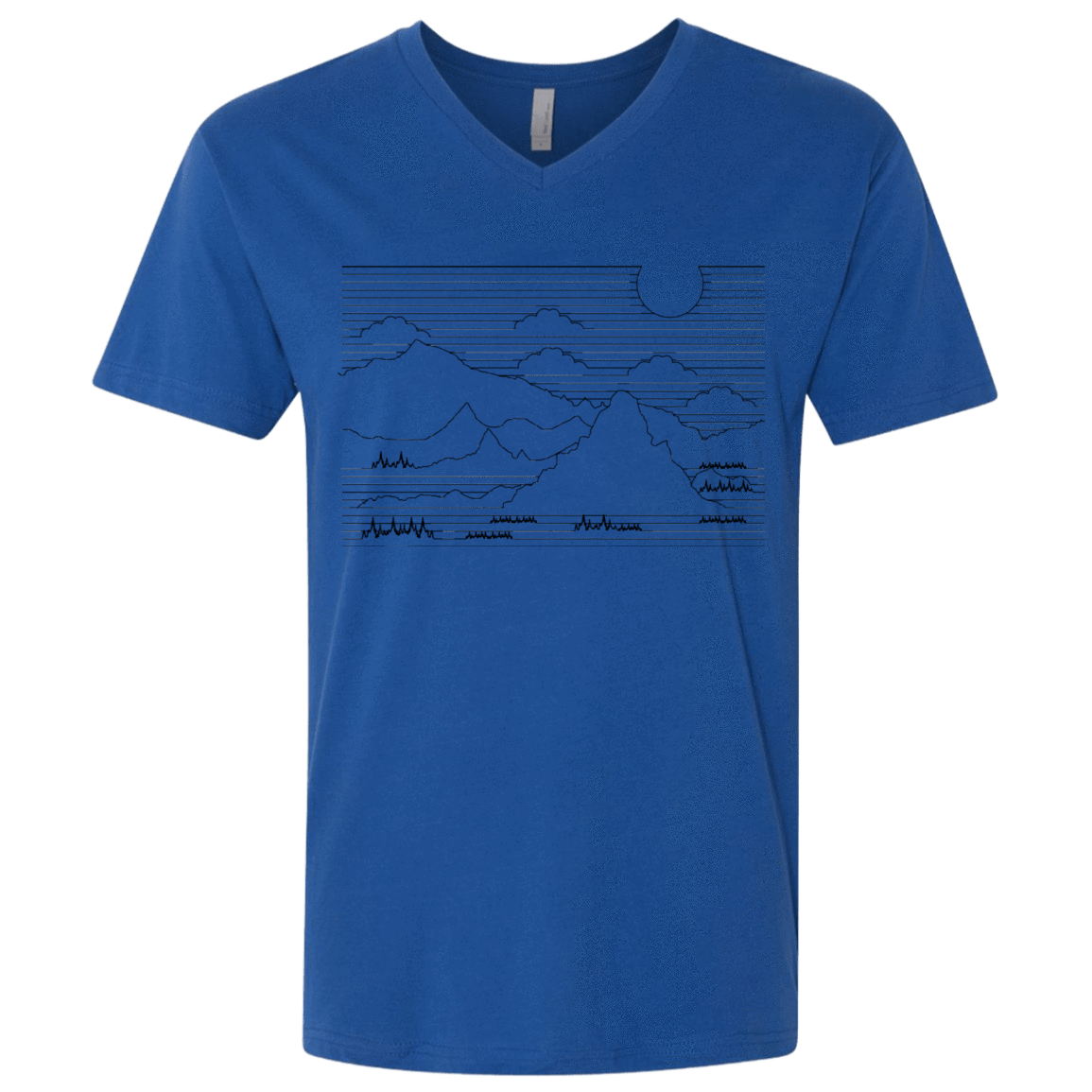 T-Shirts Royal / X-Small Mountain Line Art Men's Premium V-Neck