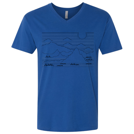 T-Shirts Royal / X-Small Mountain Line Art Men's Premium V-Neck