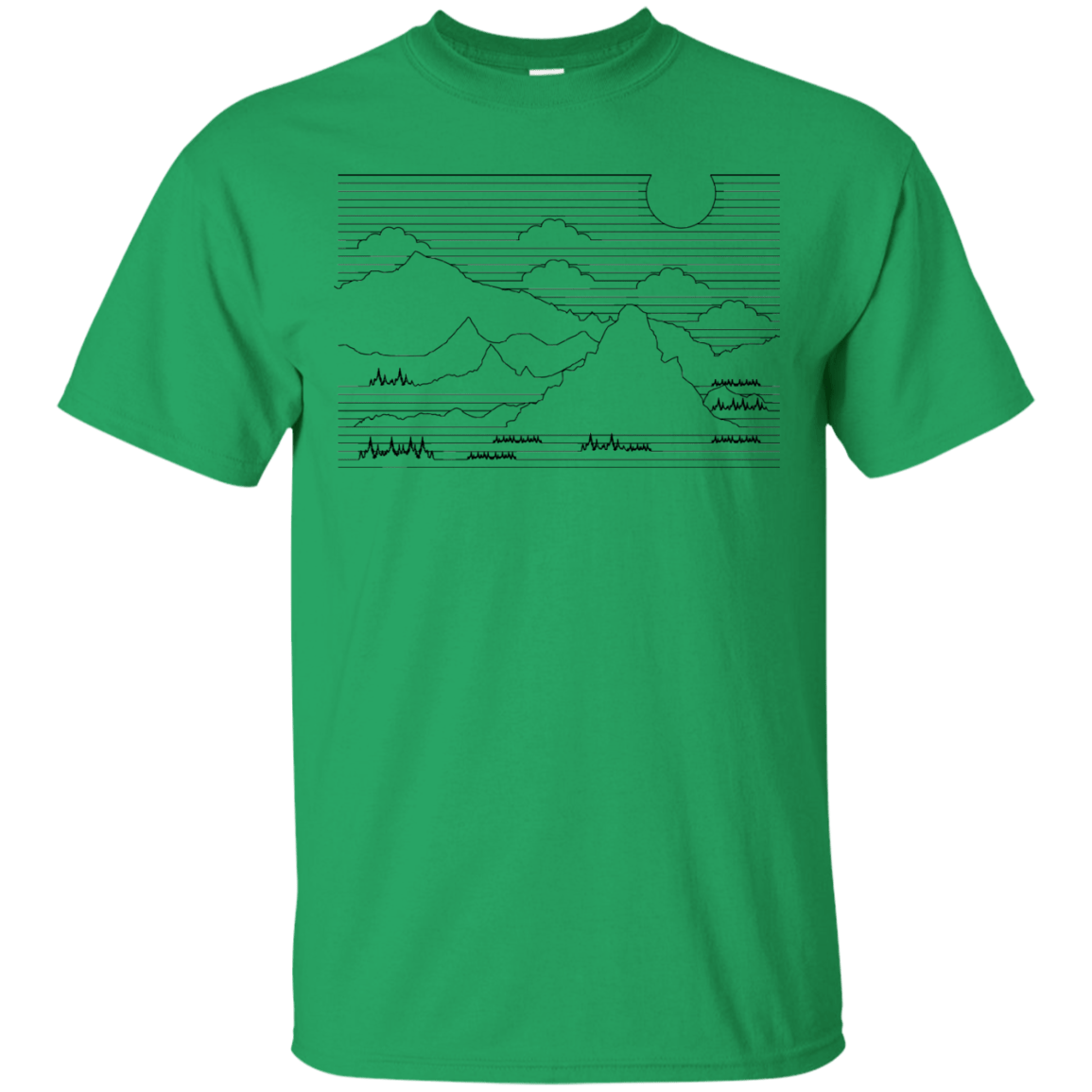 T-Shirts Irish Green / S Mountain Line Art T-Shirt
