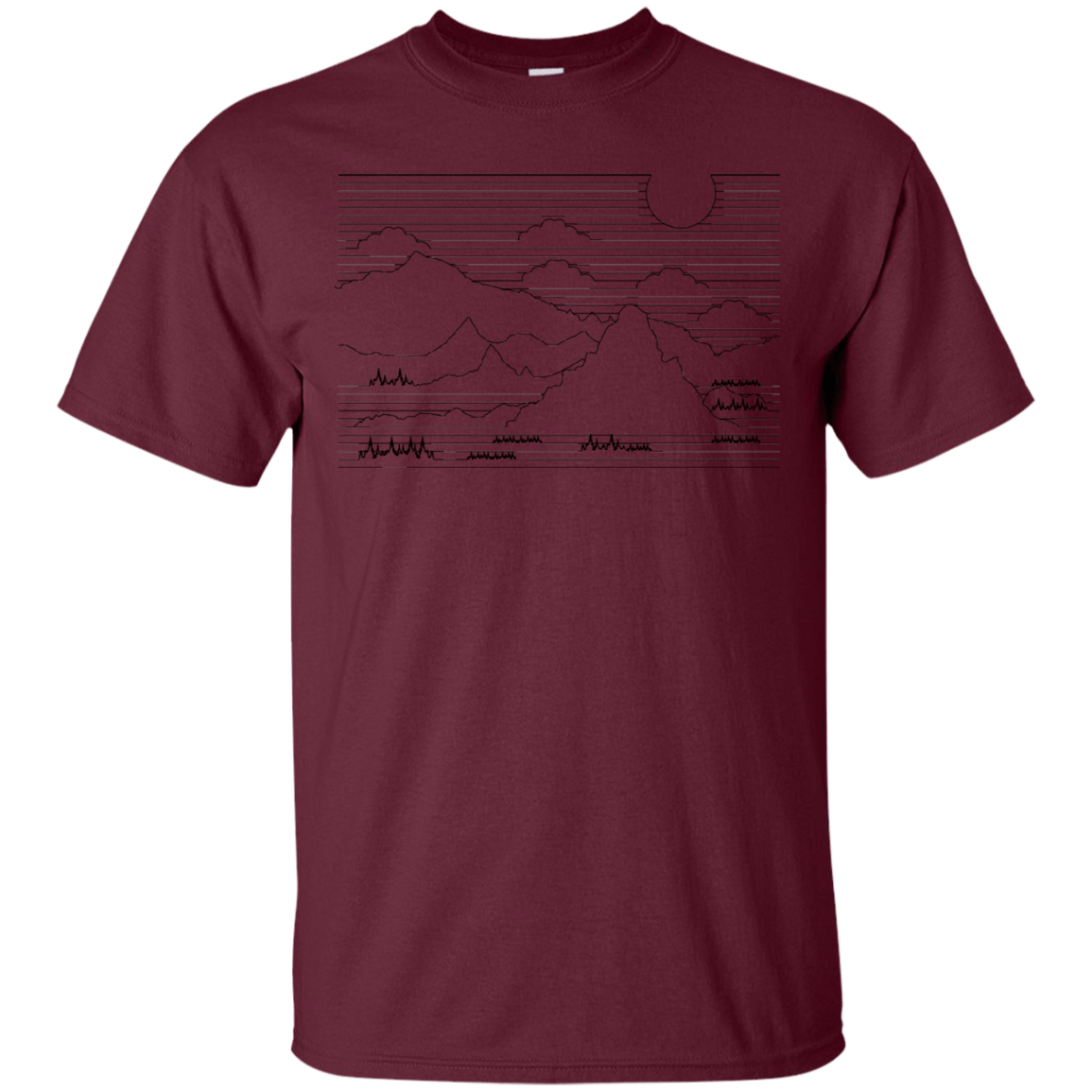 T-Shirts Maroon / S Mountain Line Art T-Shirt
