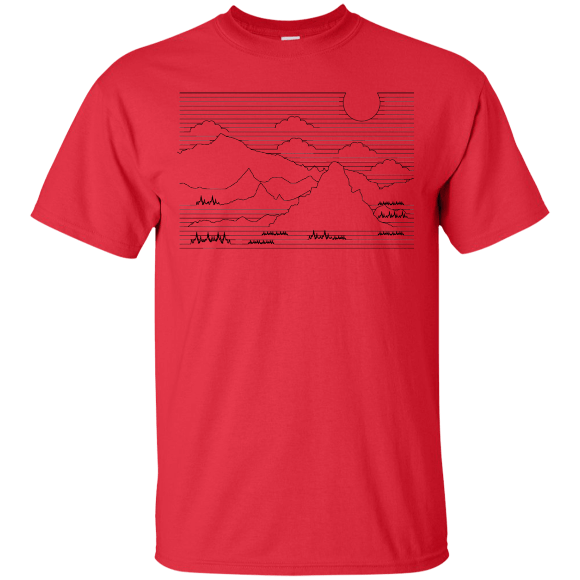 T-Shirts Red / S Mountain Line Art T-Shirt