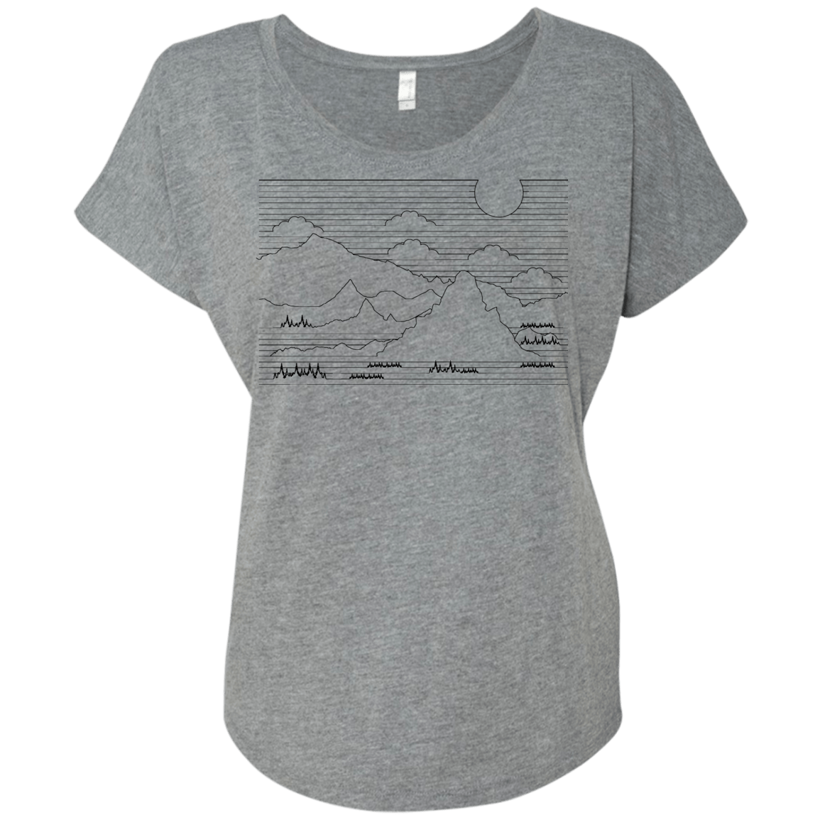 Mountain Line Art Triblend Dolman Sleeve