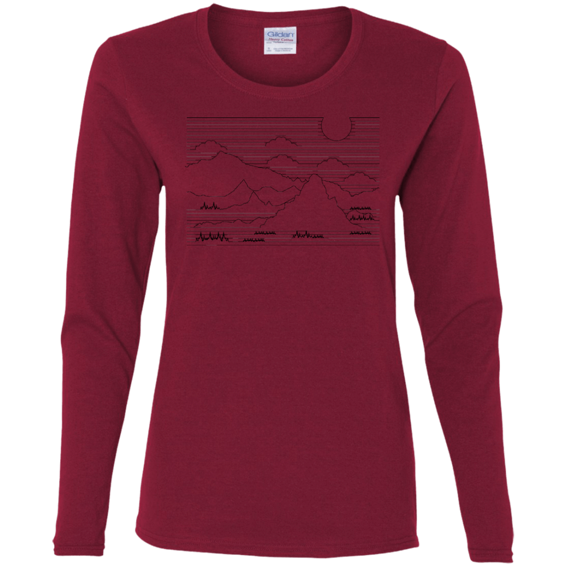 T-Shirts Cardinal / S Mountain Line Art Women's Long Sleeve T-Shirt