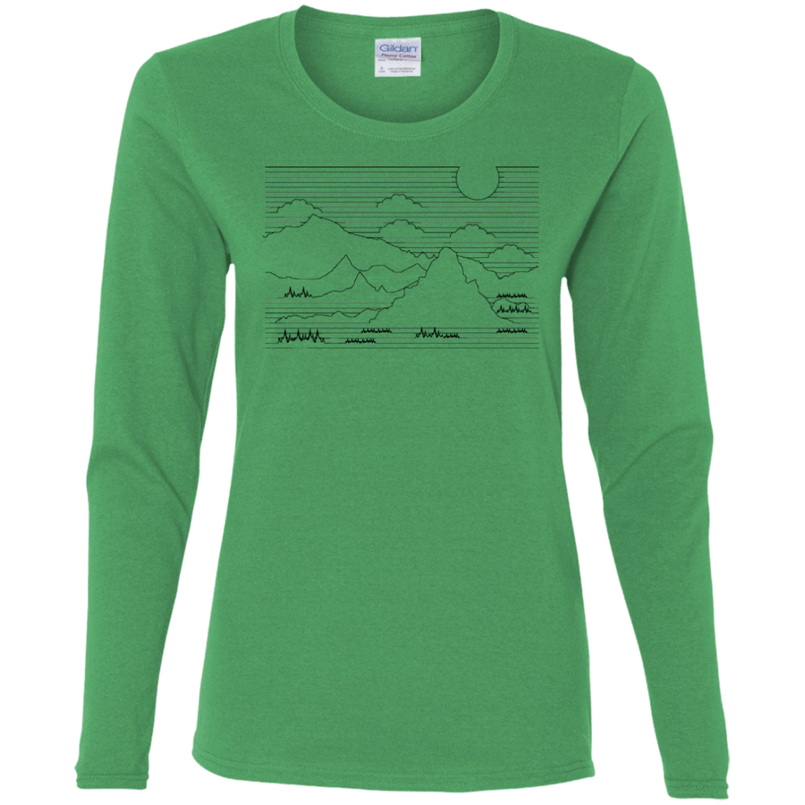 T-Shirts Irish Green / S Mountain Line Art Women's Long Sleeve T-Shirt