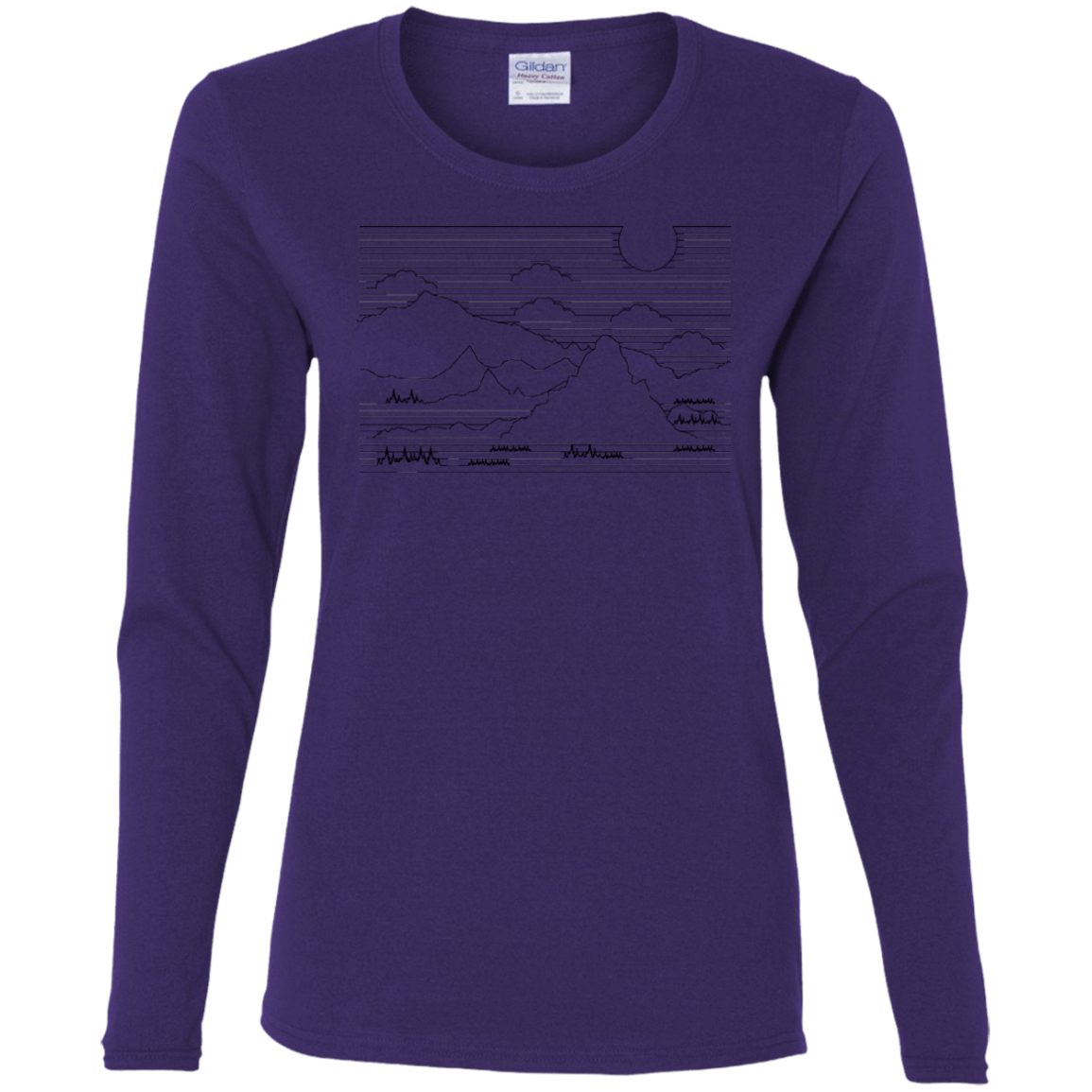 T-Shirts Purple / S Mountain Line Art Women's Long Sleeve T-Shirt