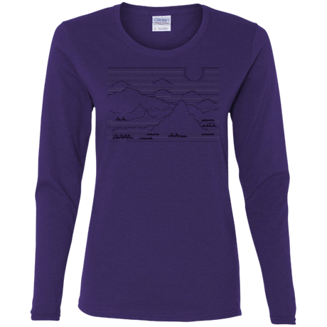 T-Shirts Purple / S Mountain Line Art Women's Long Sleeve T-Shirt