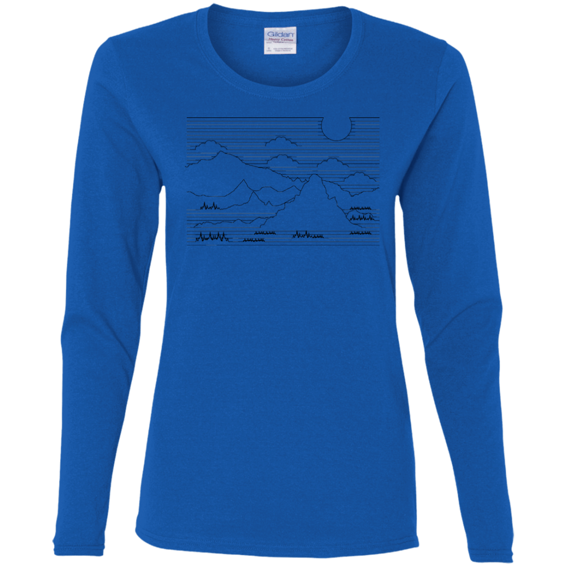 T-Shirts Royal / S Mountain Line Art Women's Long Sleeve T-Shirt