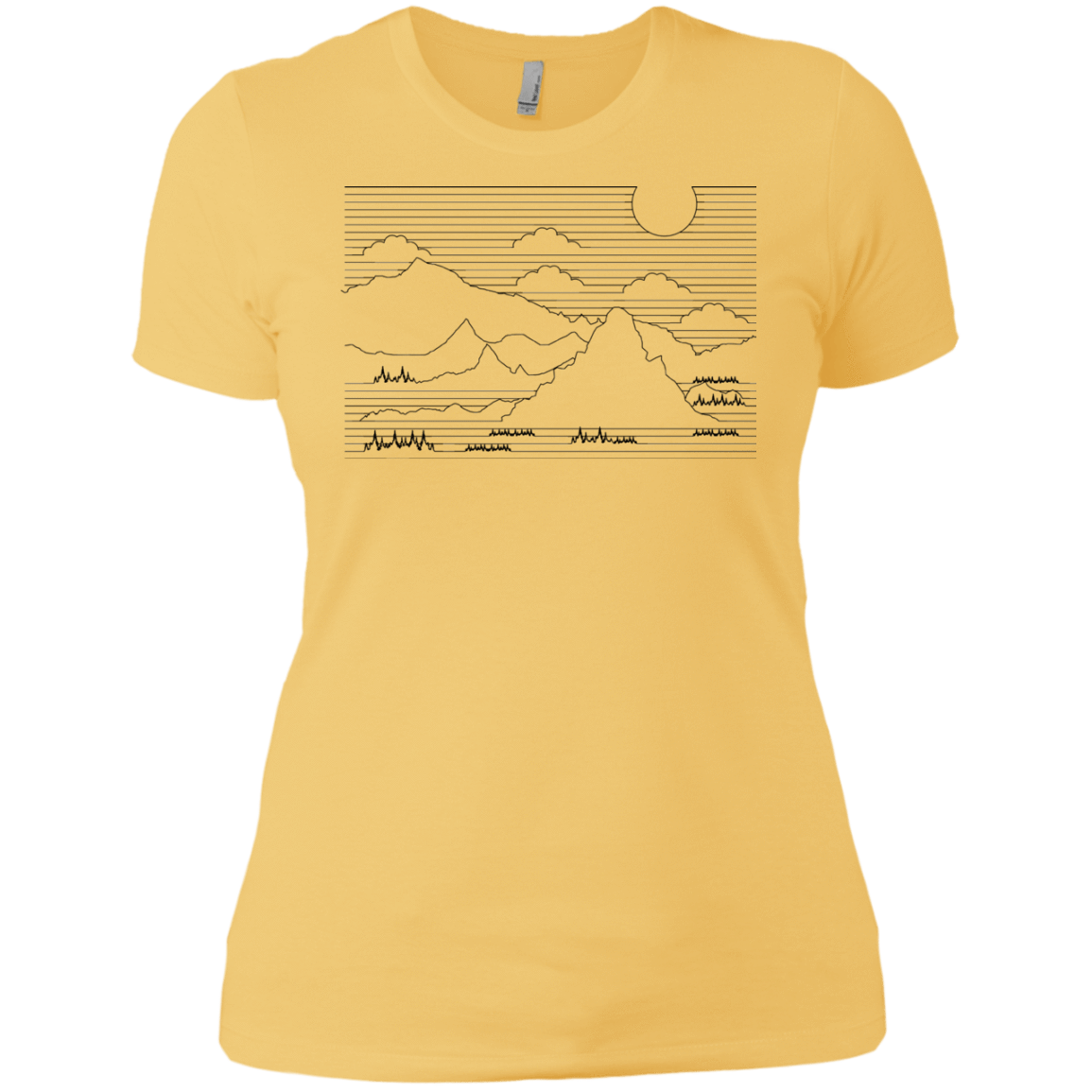 T-Shirts Banana Cream/ / X-Small Mountain Line Art Women's Premium T-Shirt