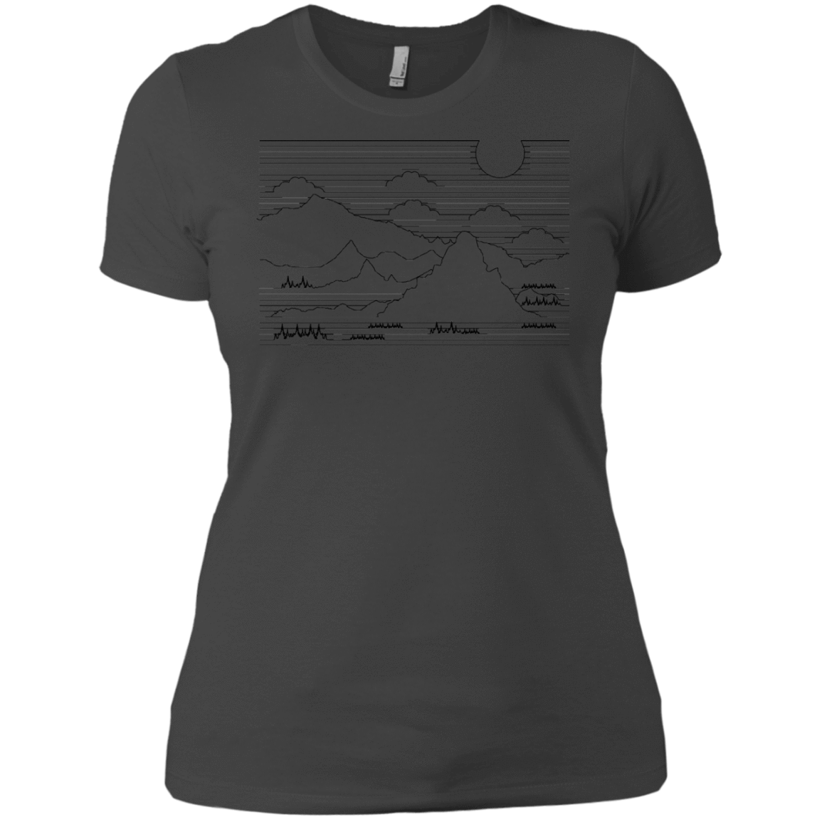 T-Shirts Heavy Metal / X-Small Mountain Line Art Women's Premium T-Shirt
