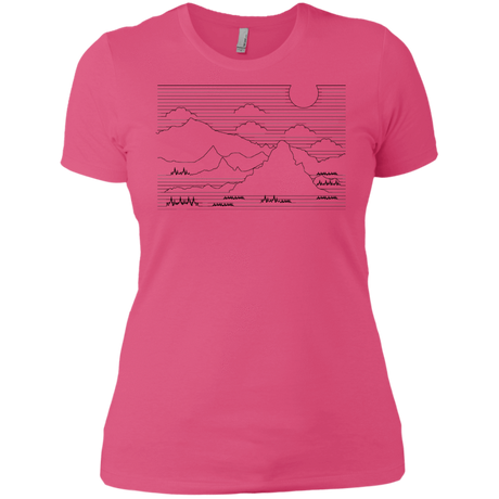 T-Shirts Hot Pink / X-Small Mountain Line Art Women's Premium T-Shirt