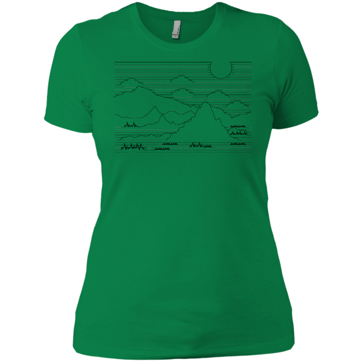 T-Shirts Kelly Green / X-Small Mountain Line Art Women's Premium T-Shirt