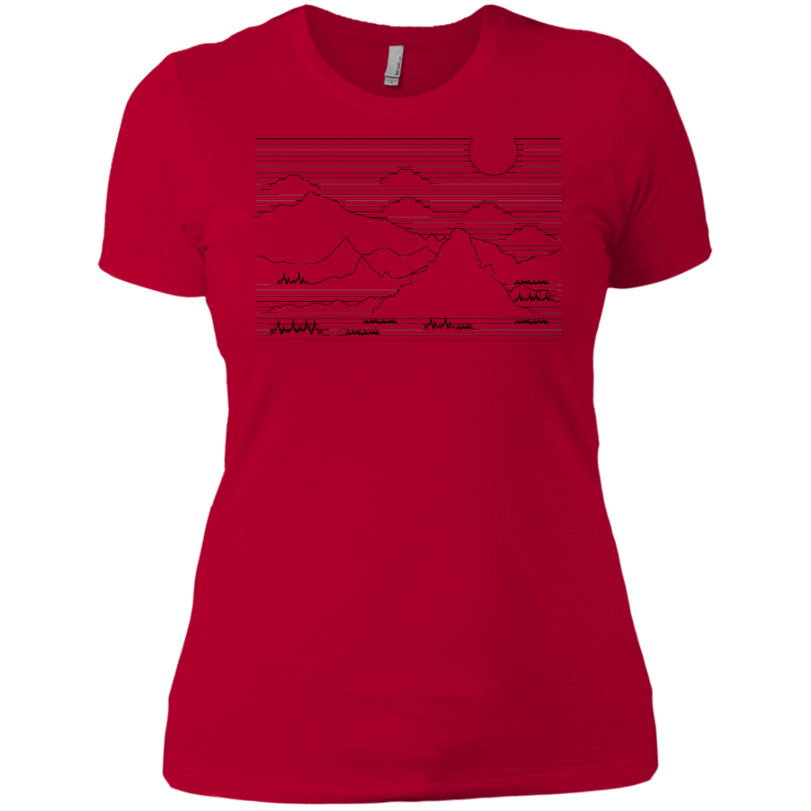 T-Shirts Red / X-Small Mountain Line Art Women's Premium T-Shirt