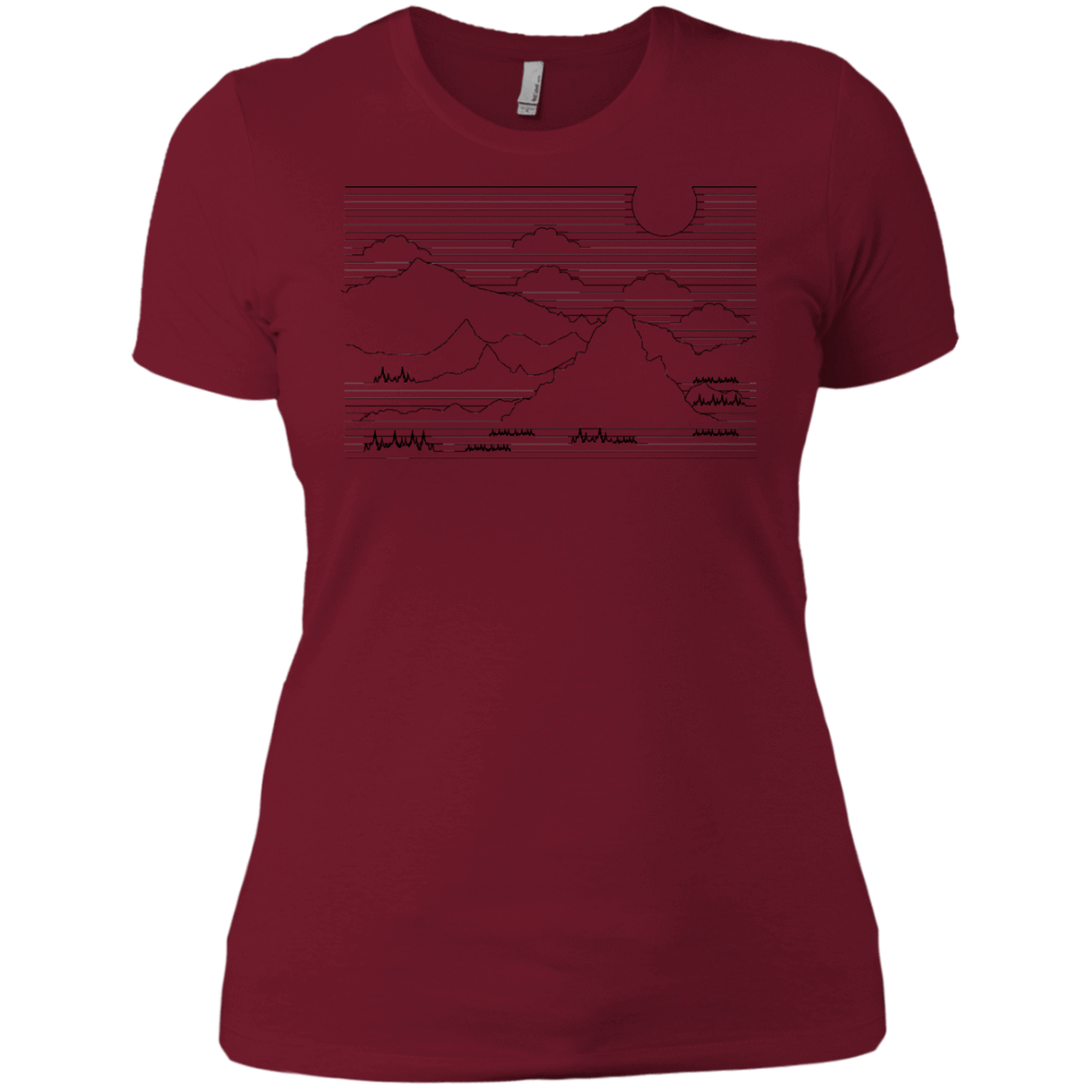 T-Shirts Scarlet / X-Small Mountain Line Art Women's Premium T-Shirt