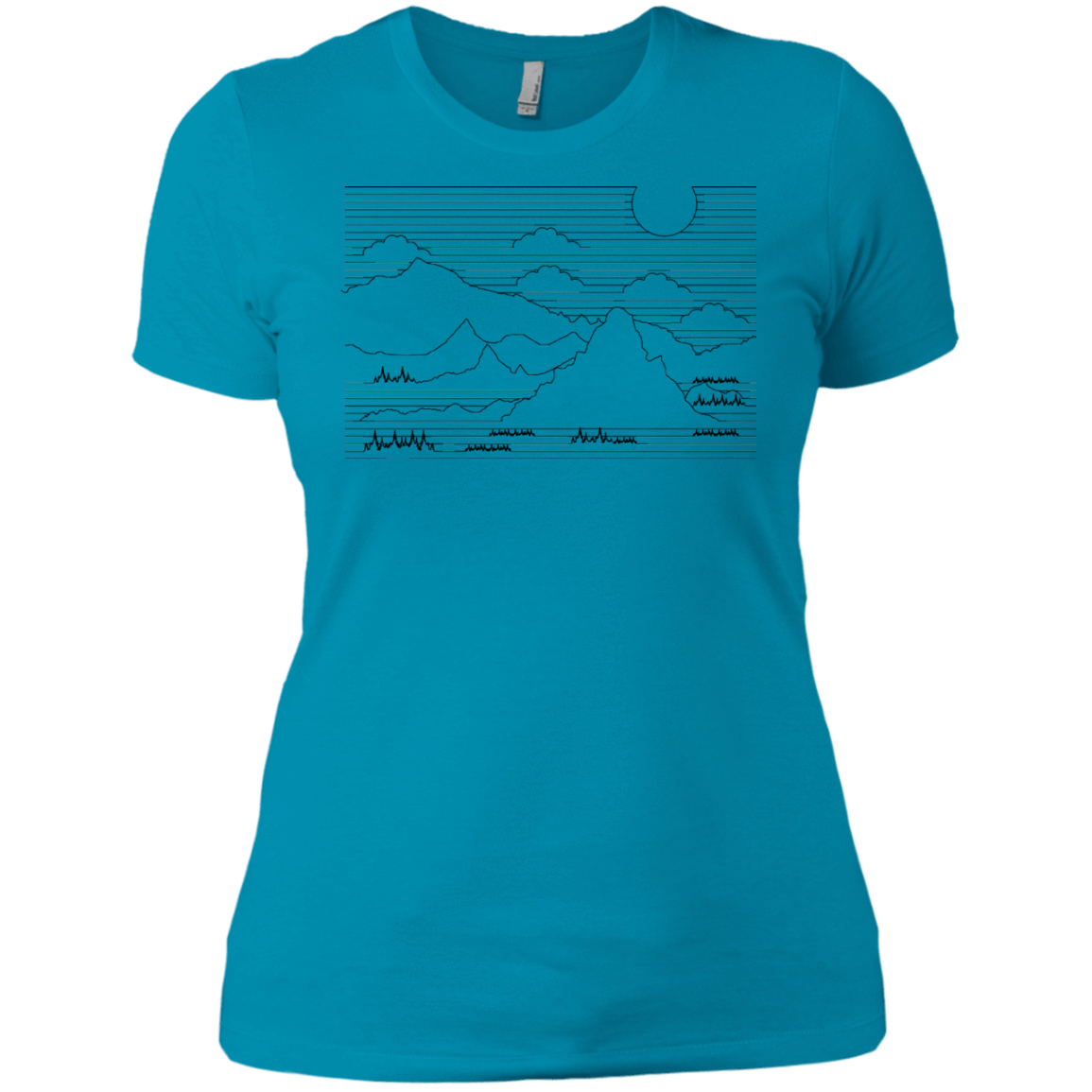 T-Shirts Turquoise / X-Small Mountain Line Art Women's Premium T-Shirt