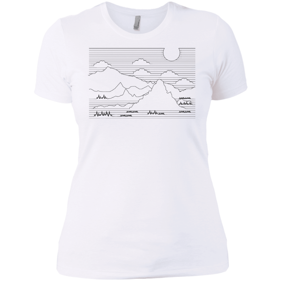 T-Shirts White / X-Small Mountain Line Art Women's Premium T-Shirt