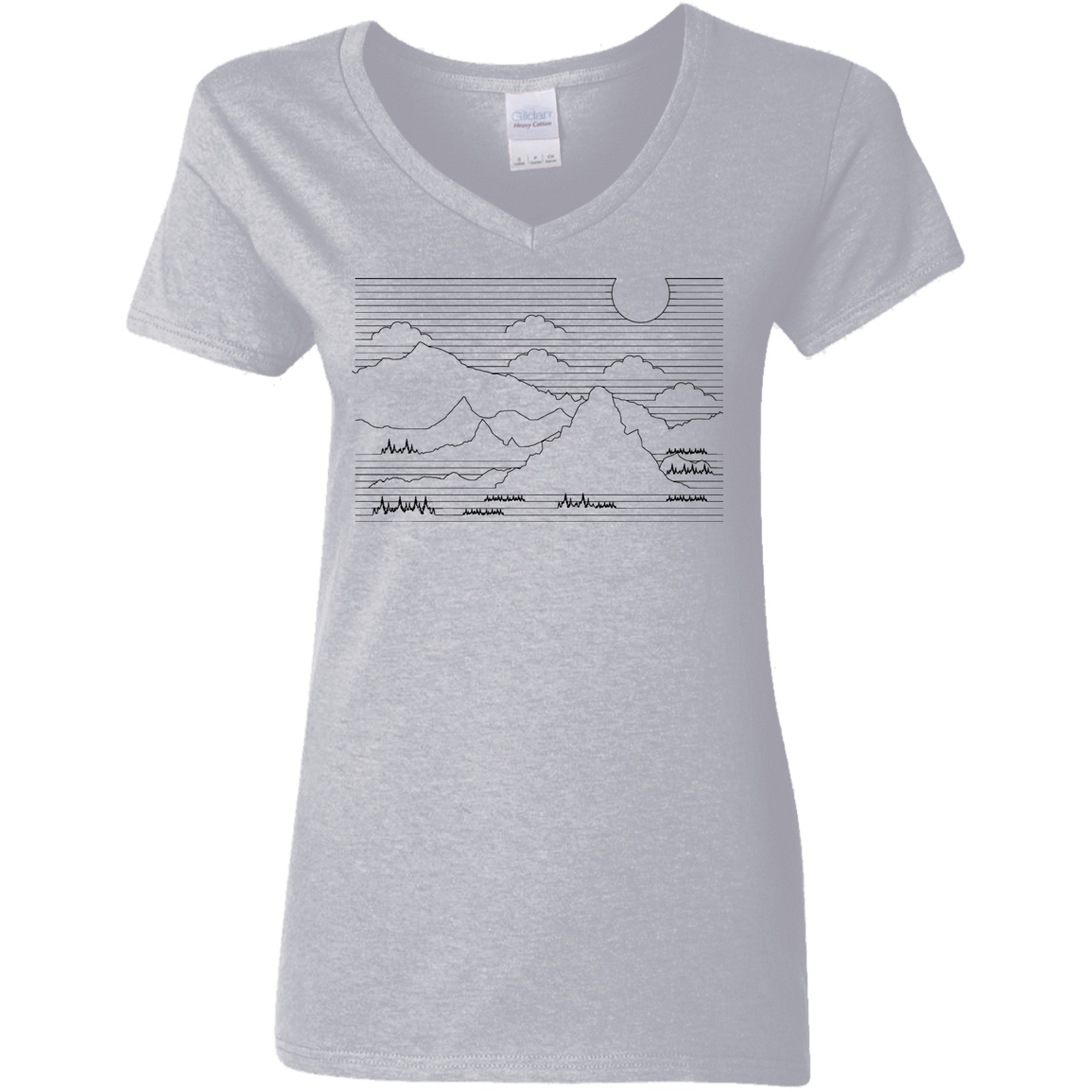 T-Shirts Sport Grey / S Mountain Line Art Women's V-Neck T-Shirt