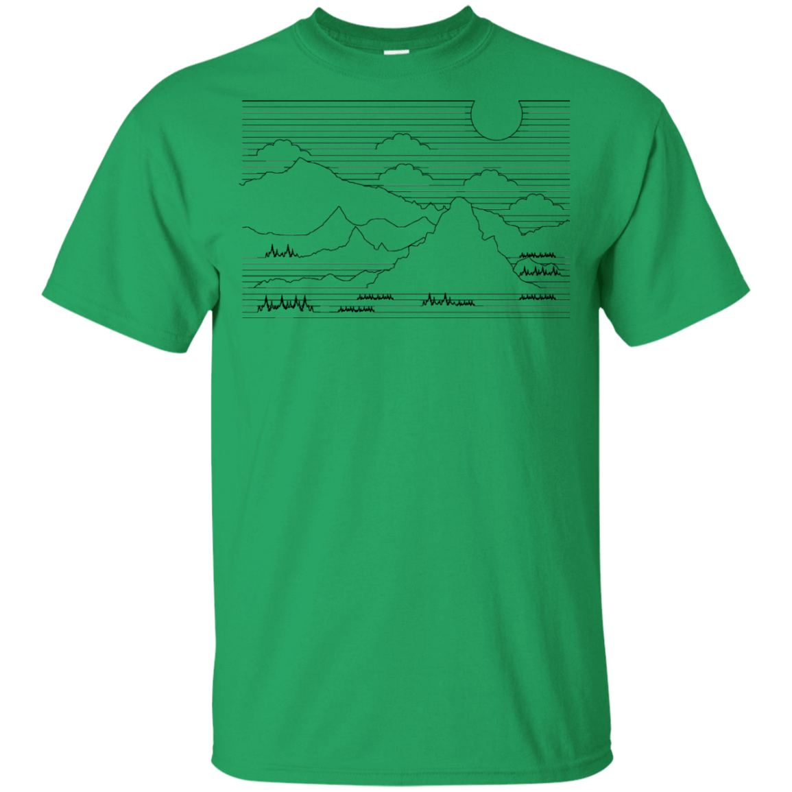 T-Shirts Irish Green / YXS Mountain Line Art Youth T-Shirt