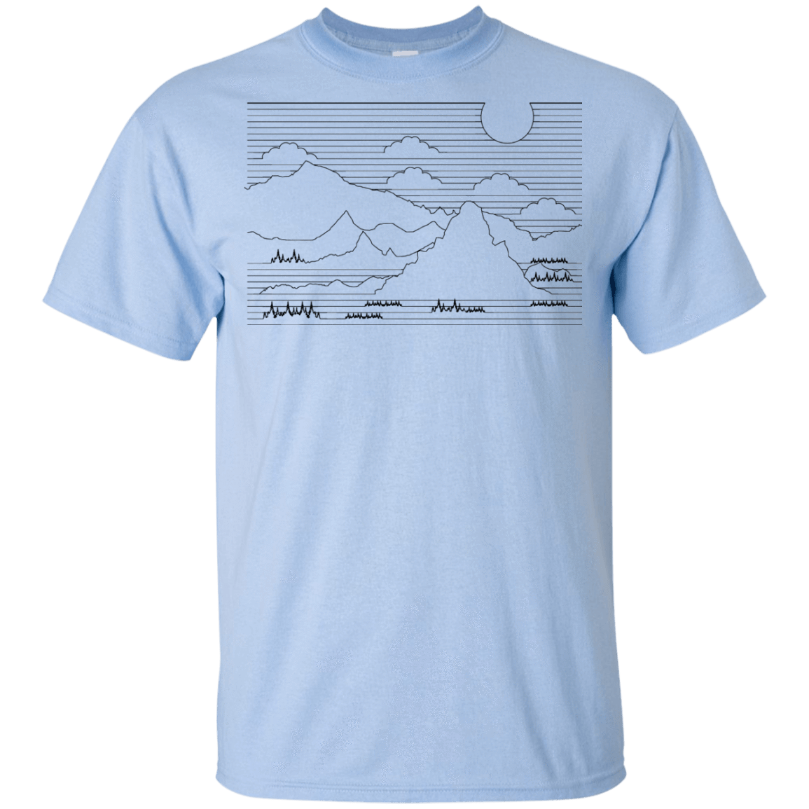 T-Shirts Light Blue / YXS Mountain Line Art Youth T-Shirt