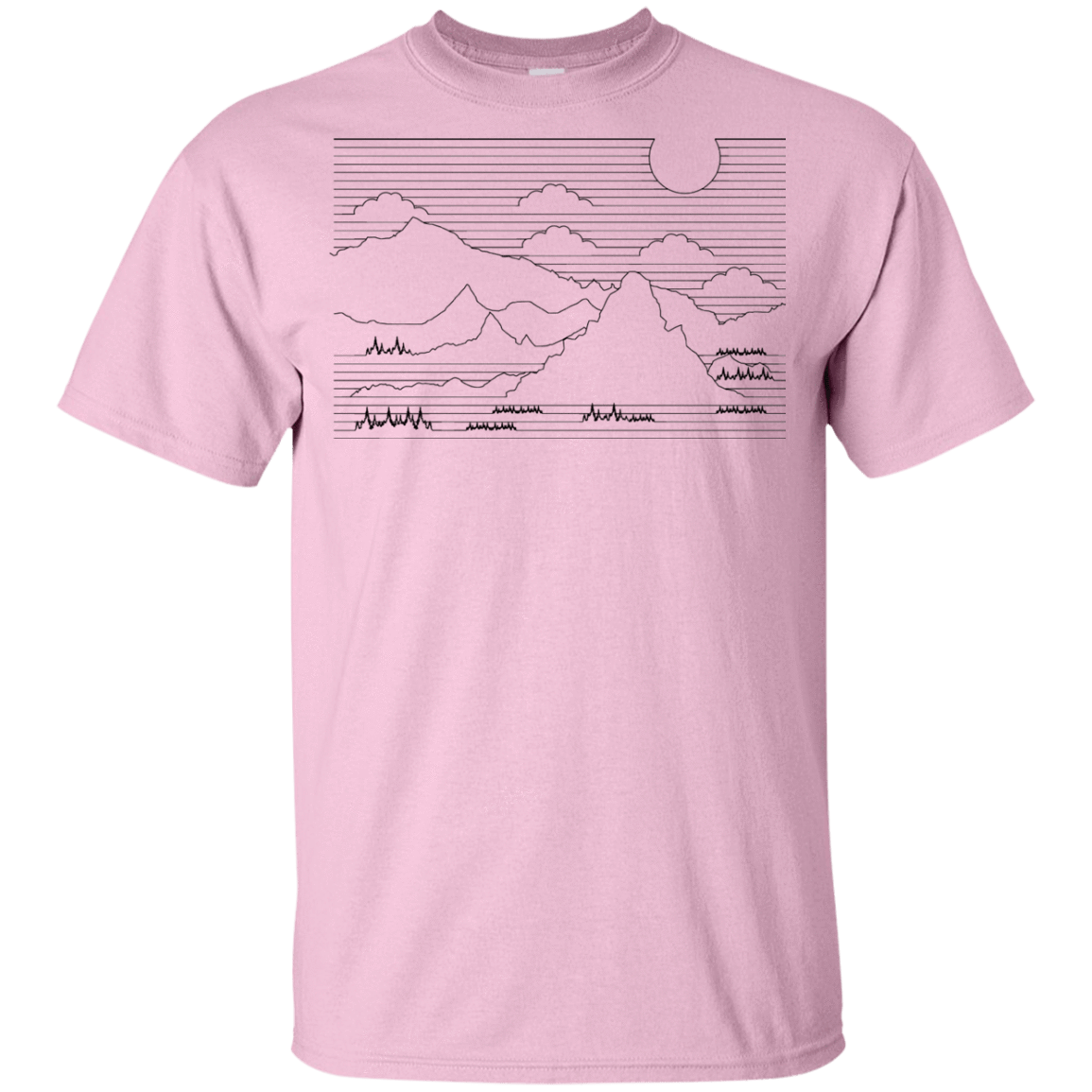 T-Shirts Light Pink / YXS Mountain Line Art Youth T-Shirt