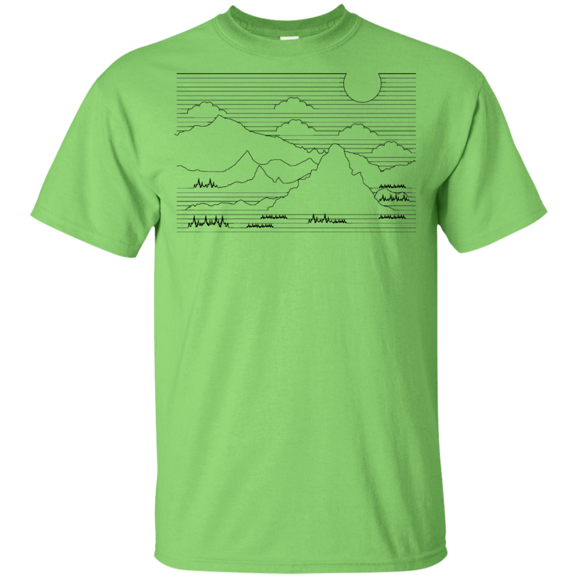T-Shirts Lime / YXS Mountain Line Art Youth T-Shirt