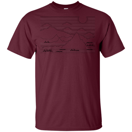 T-Shirts Maroon / YXS Mountain Line Art Youth T-Shirt