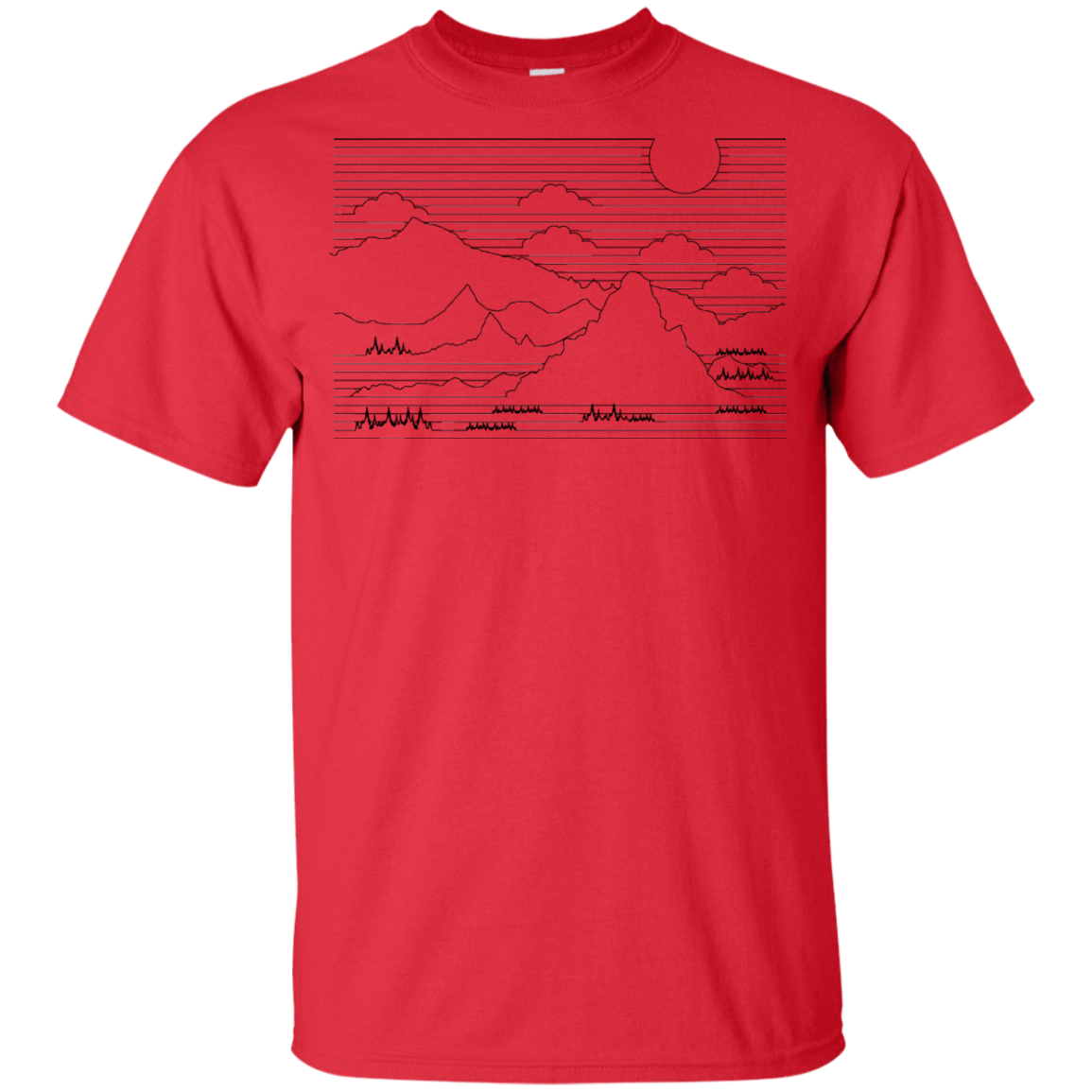 T-Shirts Red / YXS Mountain Line Art Youth T-Shirt