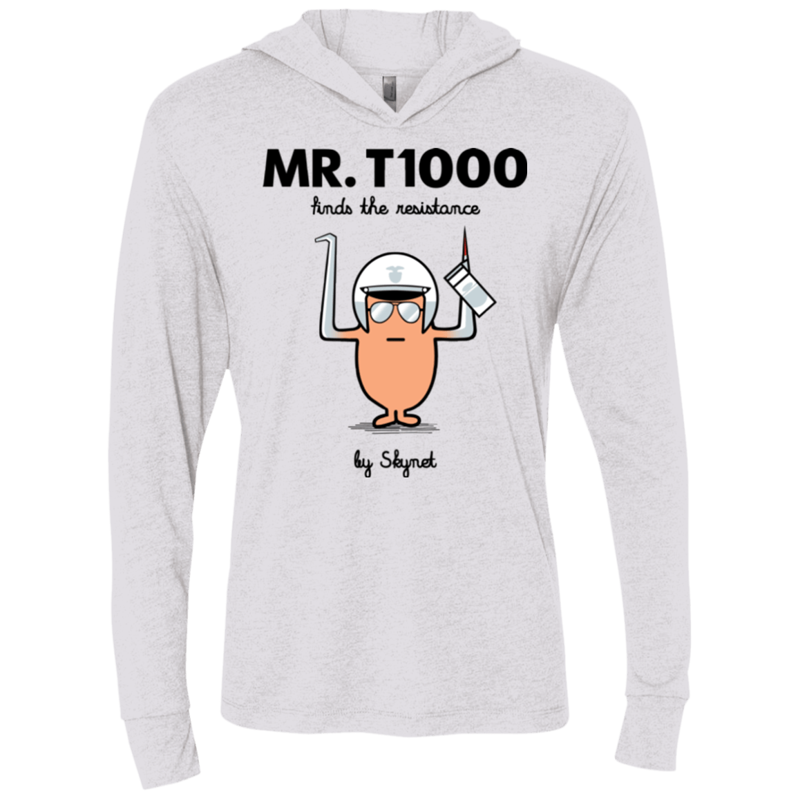 T-Shirts Heather White / X-Small Mr T1000 Triblend Long Sleeve Hoodie Tee