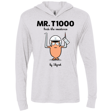 T-Shirts Heather White / X-Small Mr T1000 Triblend Long Sleeve Hoodie Tee