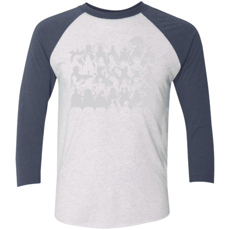 T-Shirts Heather White/Indigo / X-Small MST3K Men's Triblend 3/4 Sleeve