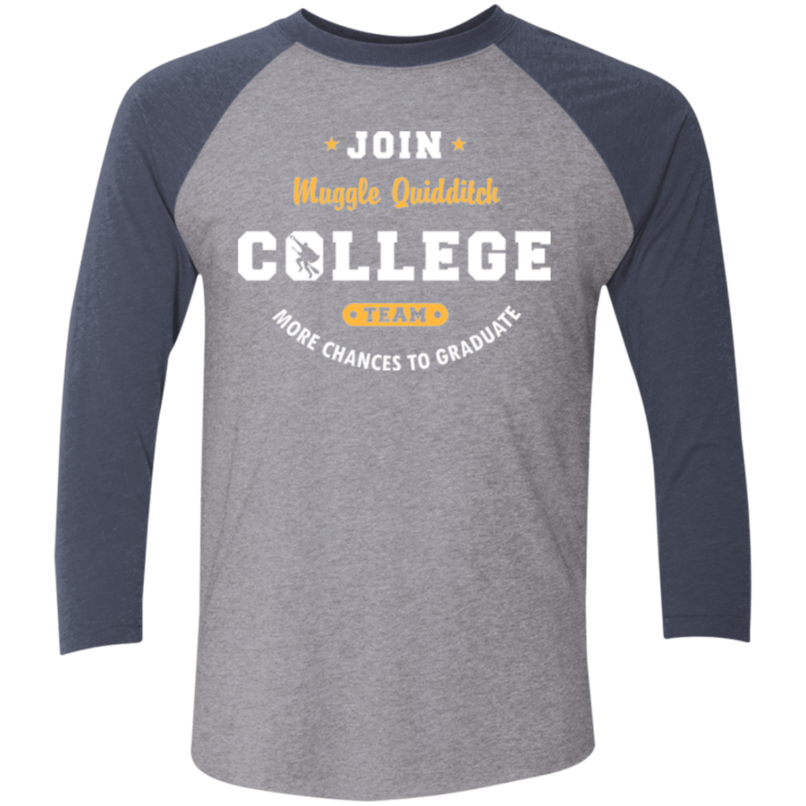 T-Shirts Premium Heather/ Vintage Navy / X-Small Muggle Quidditch Men's Triblend 3/4 Sleeve