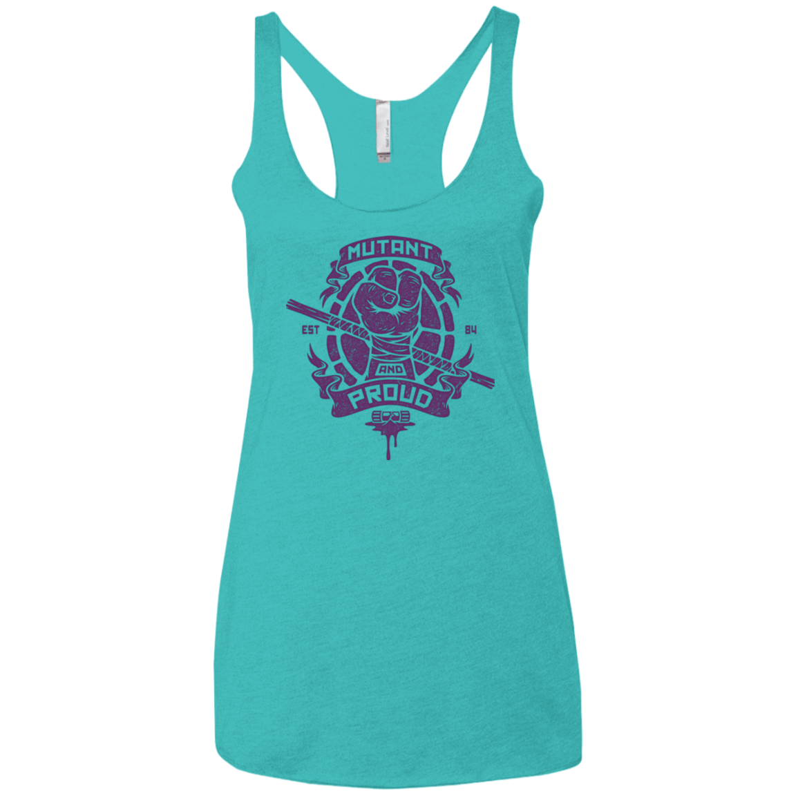 T-Shirts Tahiti Blue / X-Small Mutant and Proud Donny Women's Triblend Racerback Tank