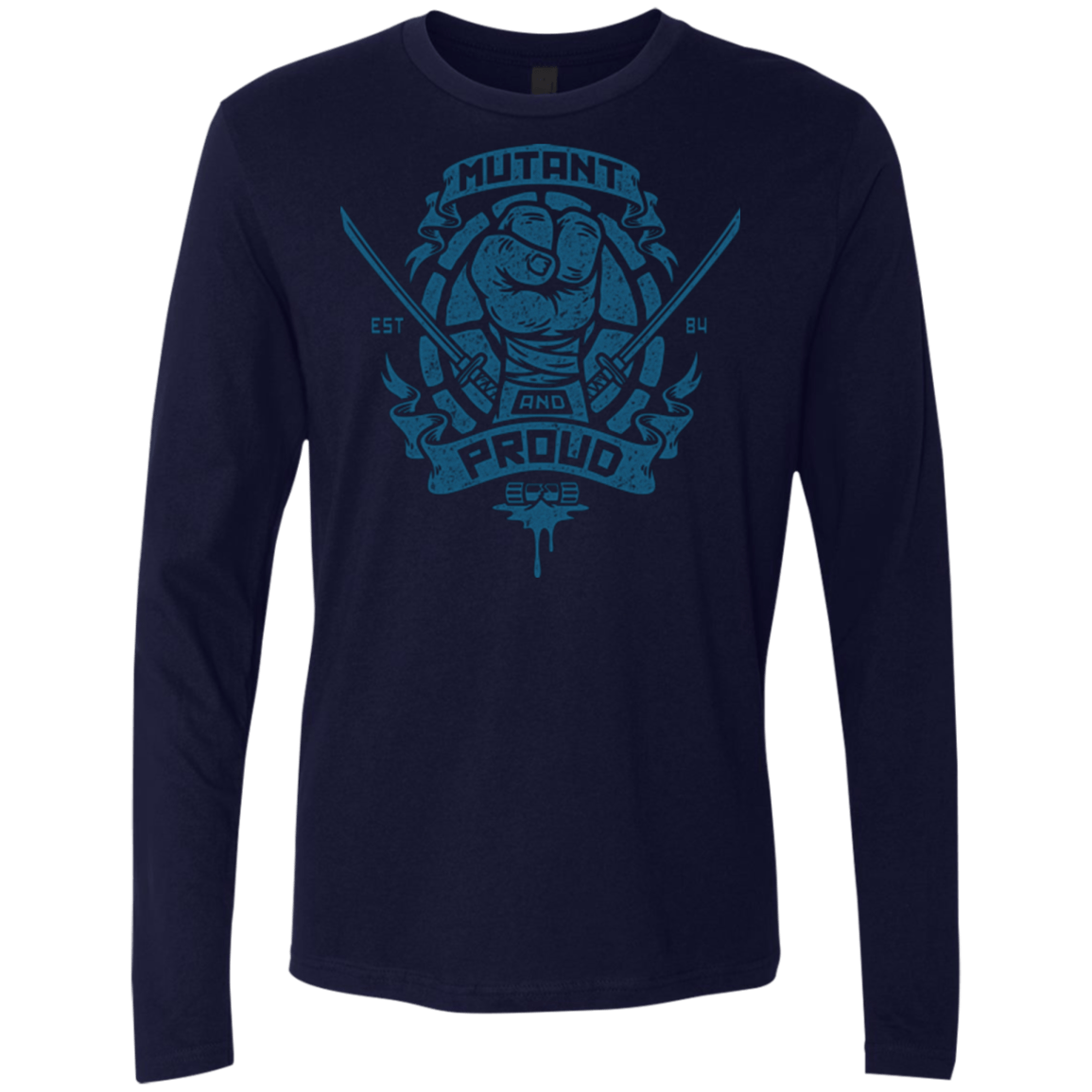 Teenage Mutant Ninja Turtles Retro Leo Men's Crewneck 50 50 Poly Long-Sleeve T-Shirt - Special Order