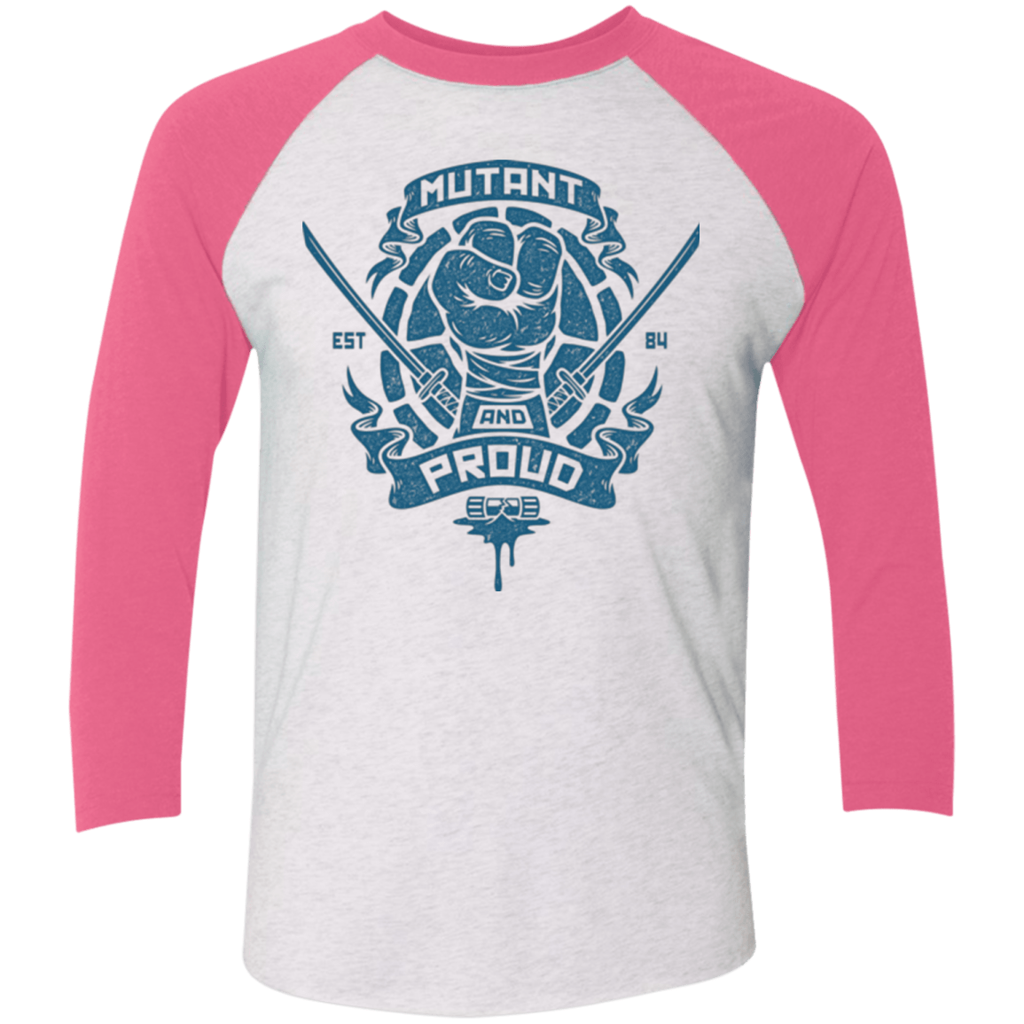 T-Shirts Heather White/Vintage Pink / X-Small Mutant and Proud Leo Triblend 3/4 Sleeve