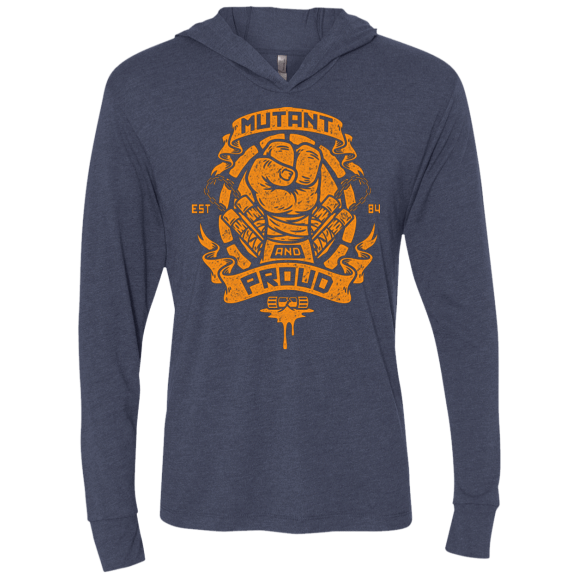 T-Shirts Vintage Navy / X-Small Mutant and Proud Mikey Triblend Long Sleeve Hoodie Tee