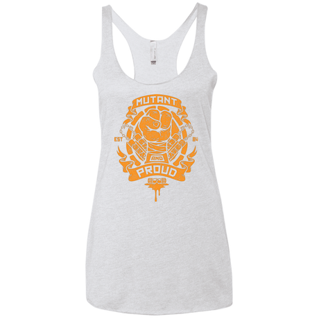T-Shirts Heather White / X-Small Mutant and Proud Mikey Women's Triblend Racerback Tank