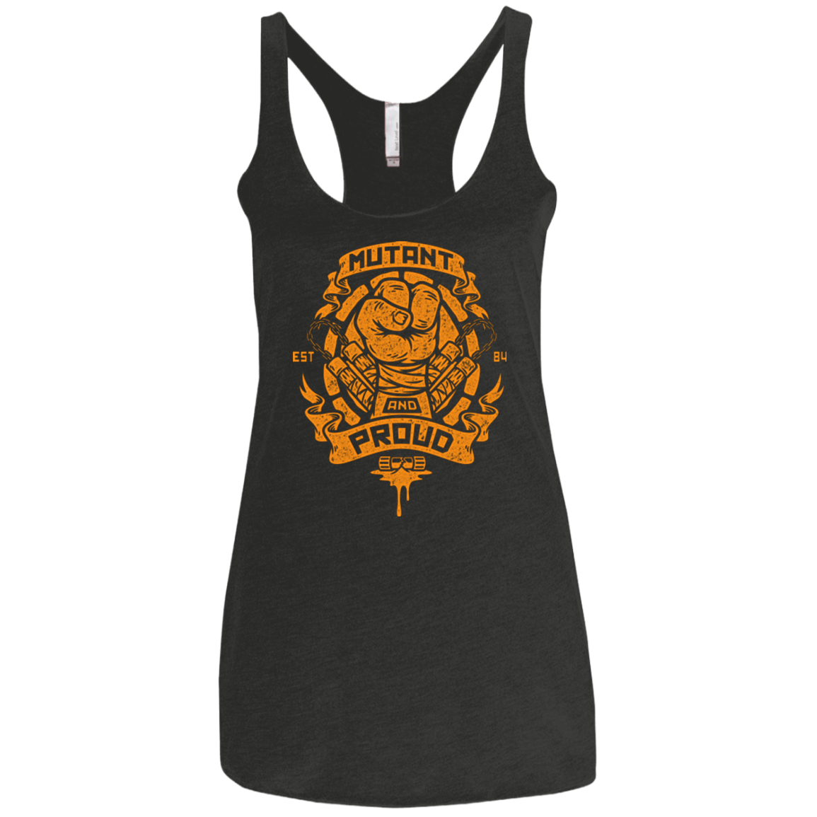 T-Shirts Vintage Black / X-Small Mutant and Proud Mikey Women's Triblend Racerback Tank