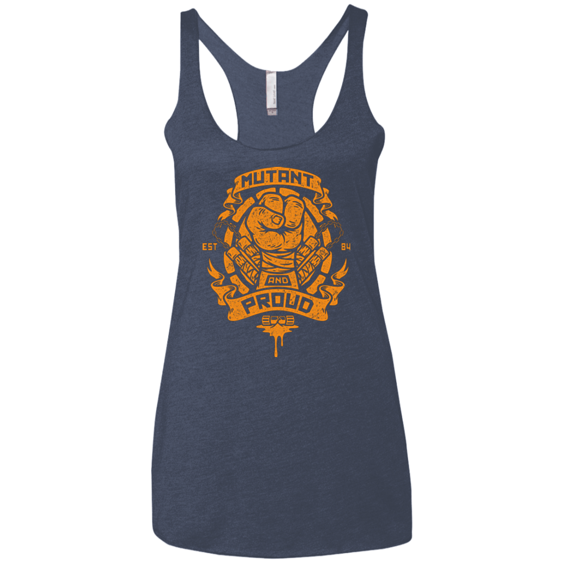 T-Shirts Vintage Navy / X-Small Mutant and Proud Mikey Women's Triblend Racerback Tank